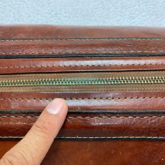 VINTAGE Utili-Kit Leather Bag Mens Brown Leather Travel Case 12" - Picture 11 of 11